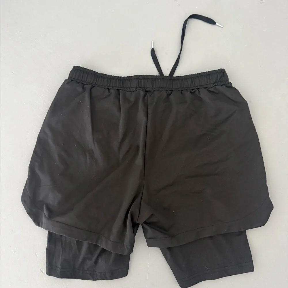 Men's Black Layered Athletic Shorts with Inner Compression